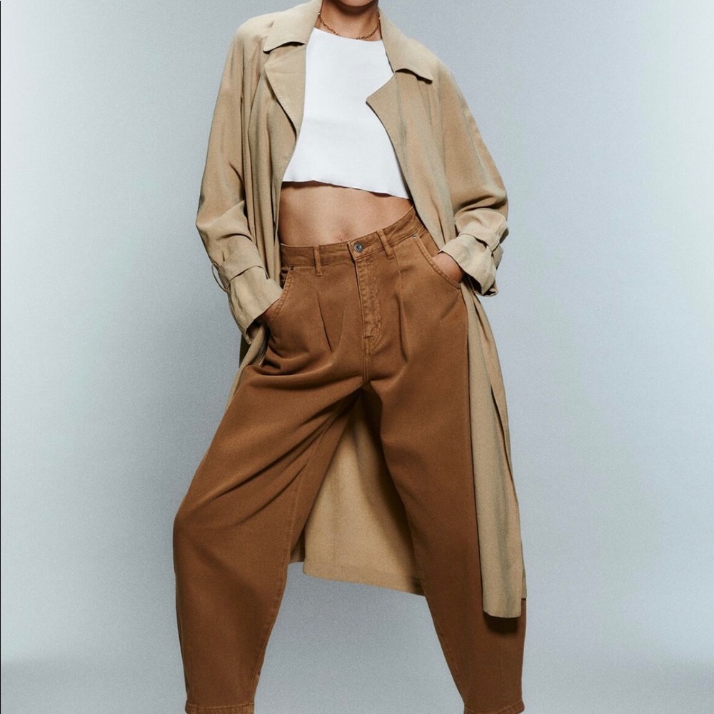 Zara Woman Oversized Khaki Trench Coat